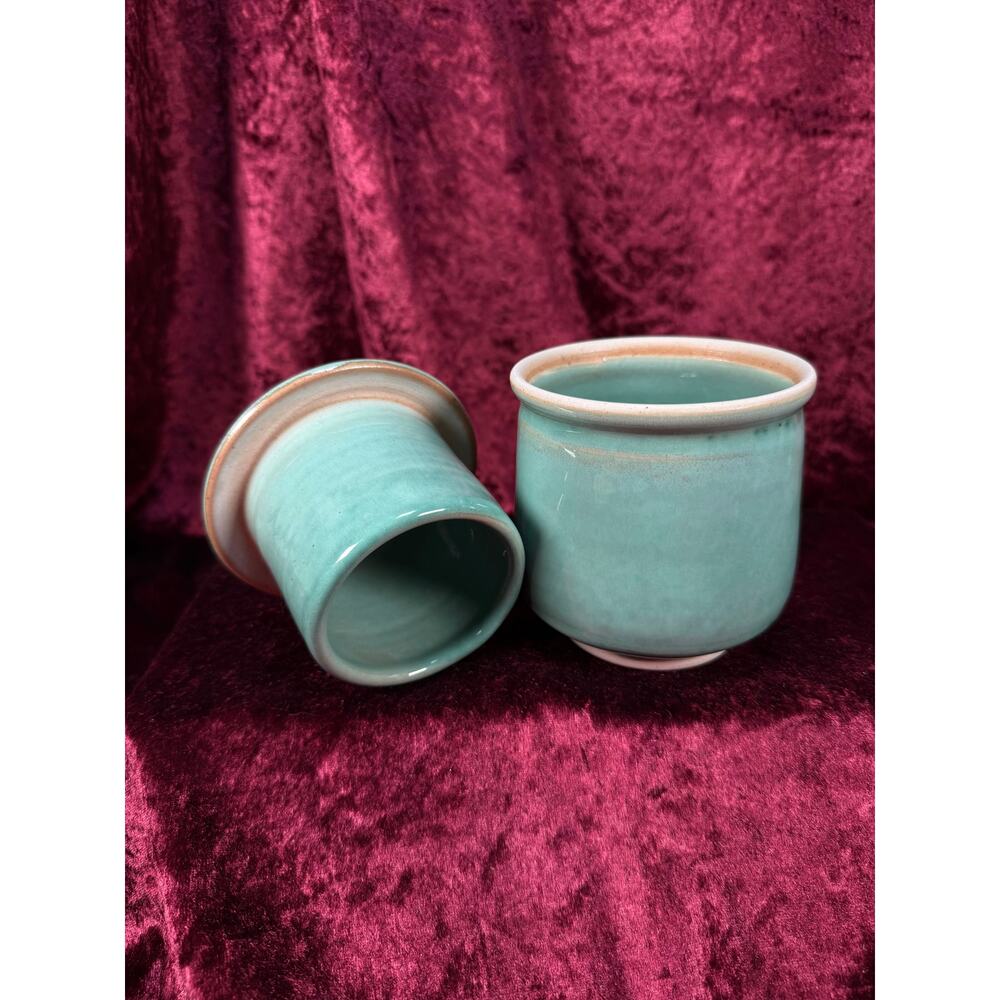 Vintage Kitchen - Ceramic French Crock Style Butter Bell – Muted Turquoise Glaze